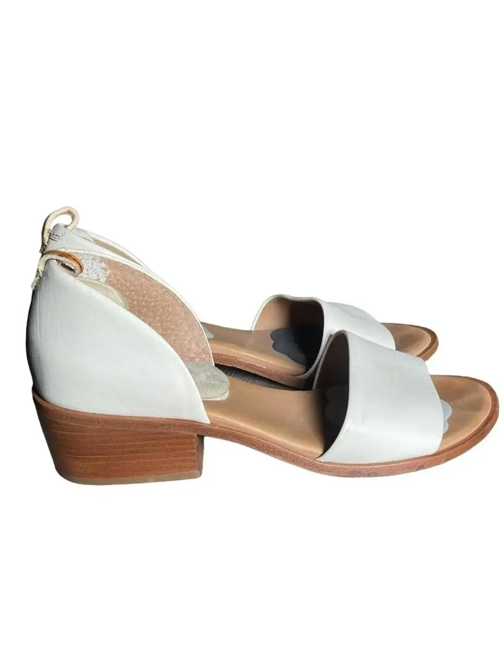 Steven Alan White Leather Wander D’Orsay Sandals Block Heel Size 8